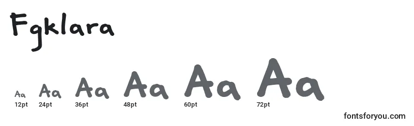 Размеры шрифта Fgklara
