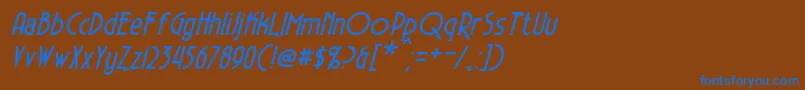 フォントElectrorocketItalic – 茶色の背景に青い文字