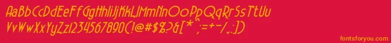 フォントElectrorocketItalic – 赤い背景にオレンジの文字