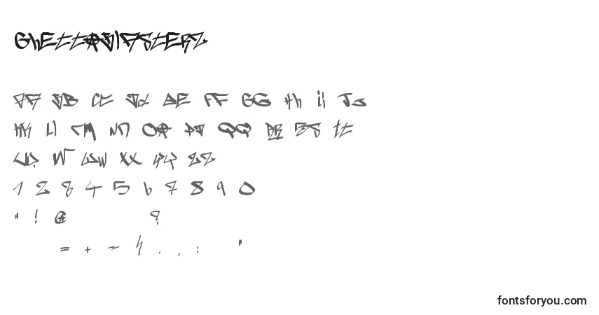Schriftart GhettoBlasterz – Alphabet, Zahlen, spezielle Symbole