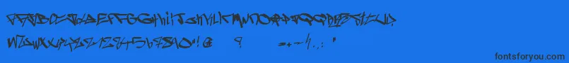Fonte GhettoBlasterz – fontes pretas em um fundo azul