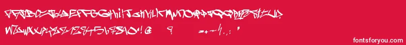 Fonte GhettoBlasterz – fontes brancas em um fundo vermelho