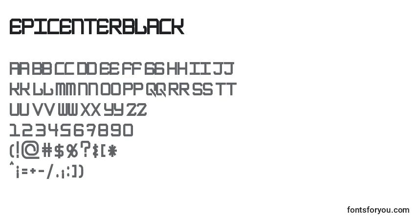 EpicenterBlack-fontti – aakkoset, numerot, erikoismerkit