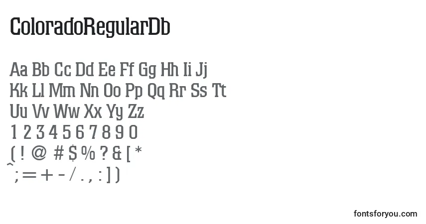 ColoradoRegularDb Font – alphabet, numbers, special characters