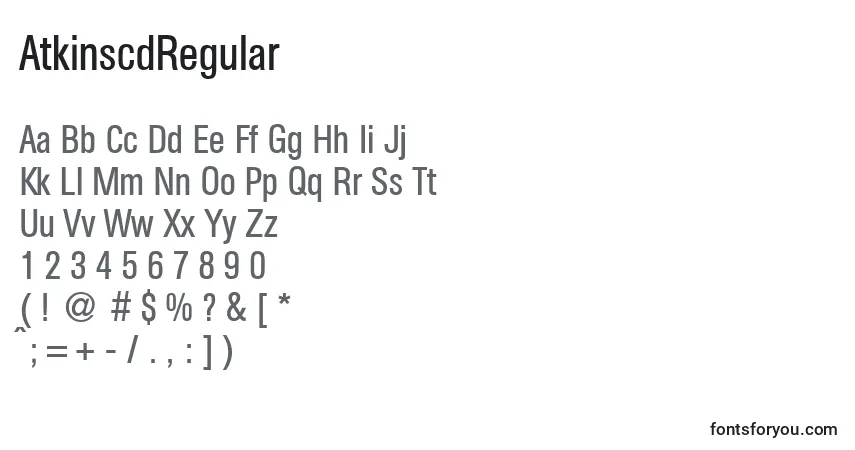 AtkinscdRegular Font – alphabet, numbers, special characters