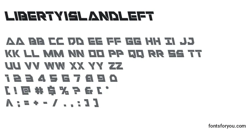A fonte Libertyislandleft – alfabeto, números, caracteres especiais