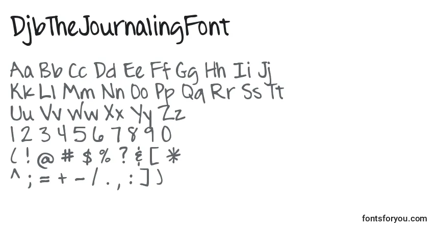 A fonte DjbTheJournalingFont – alfabeto, números, caracteres especiais