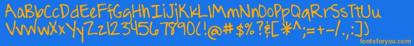 DjbTheJournalingFont-Schriftart – Orangefarbene Schriften auf blauem Hintergrund