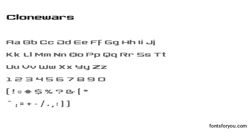 Czcionka Clonewars – alfabet, cyfry, specjalne znaki
