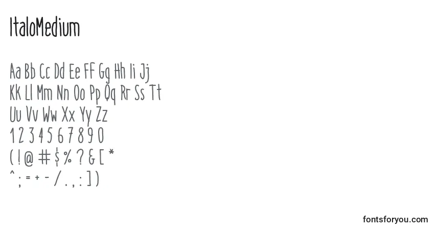 Schriftart ItaloMedium (79660) – Alphabet, Zahlen, spezielle Symbole
