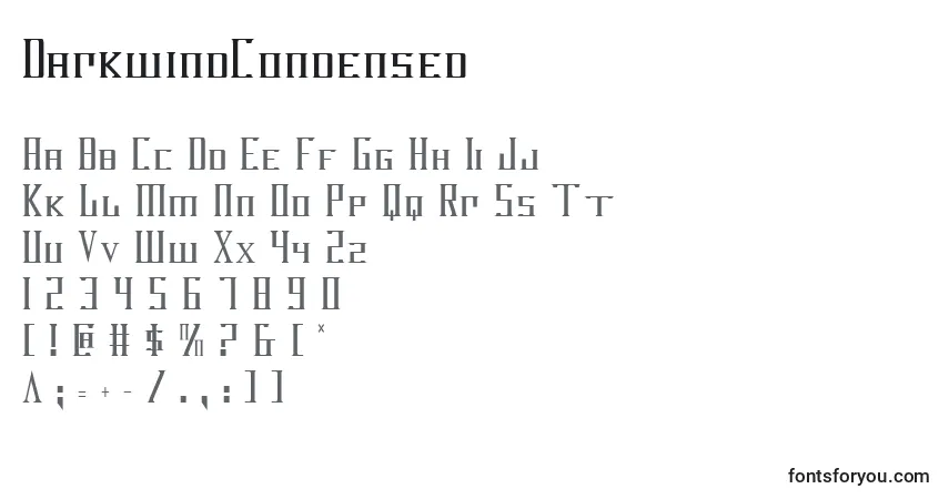 Czcionka DarkwindCondensed – alfabet, cyfry, specjalne znaki