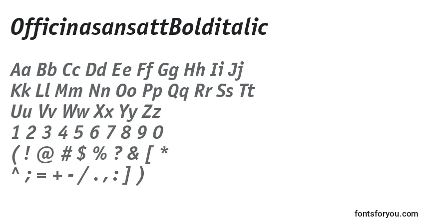 Шрифт OfficinasansattBolditalic – алфавит, цифры, специальные символы