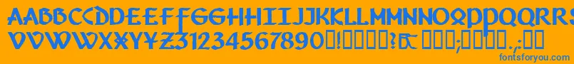 Vafthrudnir Font – Blue Fonts on Orange Background