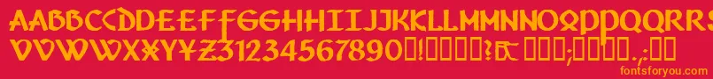 Vafthrudnir-Schriftart – Orangefarbene Schriften auf rotem Hintergrund