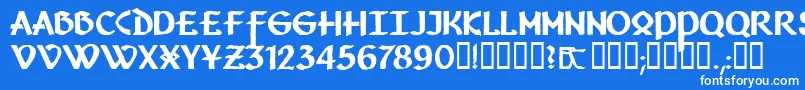 フォントVafthrudnir – 青い背景に白い文字