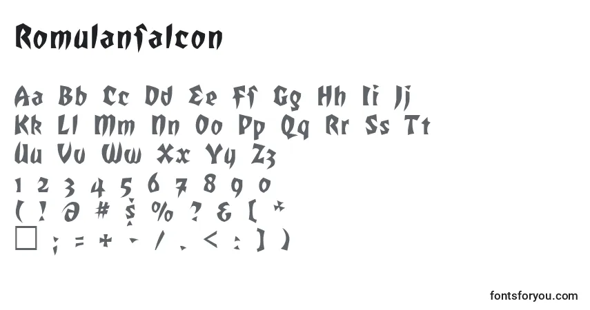 Schriftart Romulanfalcon – Alphabet, Zahlen, spezielle Symbole
