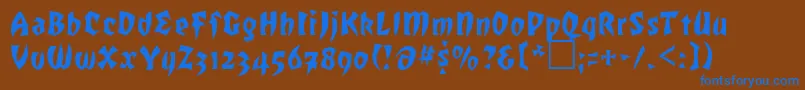 フォントRomulanfalcon – 茶色の背景に青い文字