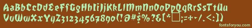 Romulanfalcon-Schriftart – Grüne Schriften auf braunem Hintergrund