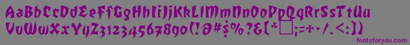 フォントRomulanfalcon – 紫色のフォント、灰色の背景