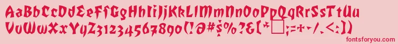 Romulanfalcon-Schriftart – Rote Schriften auf rosa Hintergrund