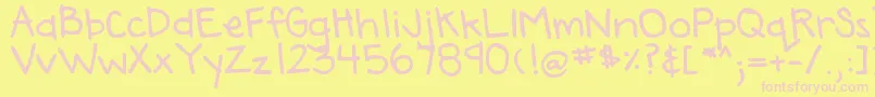 DjbAnnaliseTheBold-fontti – vaaleanpunaiset fontit keltaisella taustalla