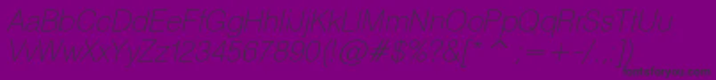 フォントHeliosthinItalic – 紫の背景に黒い文字