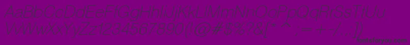 HeliosthinItalic-Schriftart – Schwarze Schriften auf violettem Hintergrund