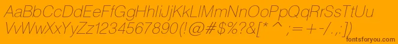 HeliosthinItalic Font – Brown Fonts on Orange Background