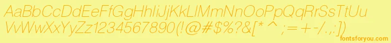HeliosthinItalic Font – Orange Fonts on Yellow Background
