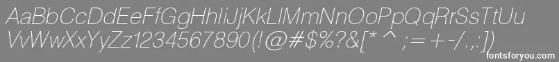 Шрифт HeliosthinItalic – белые шрифты на сером фоне