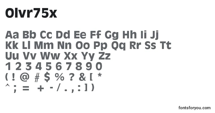 Olvr75x-fontti – aakkoset, numerot, erikoismerkit