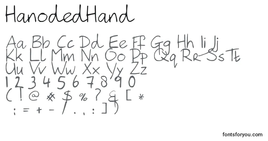 HanodedHand Font – alphabet, numbers, special characters
