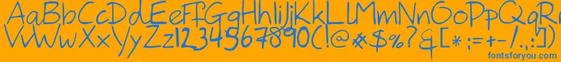 HanodedHand-Schriftart – Blaue Schriften auf orangefarbenem Hintergrund