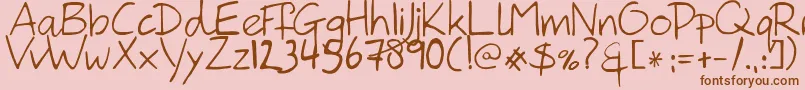 Fonte HanodedHand – fontes marrons em um fundo rosa