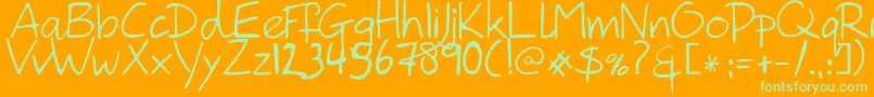 Czcionka HanodedHand – zielone czcionki na pomarańczowym tle