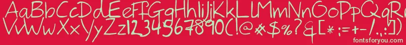 HanodedHand Font – Green Fonts on Red Background