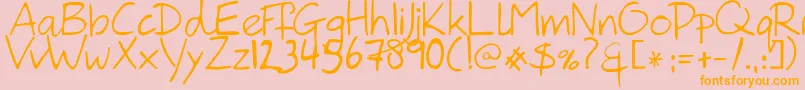 HanodedHand Font – Orange Fonts on Pink Background