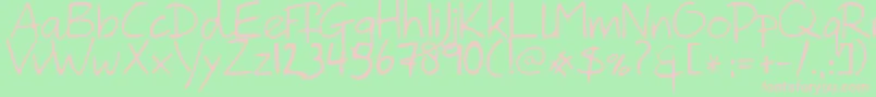 HanodedHand Font – Pink Fonts on Green Background