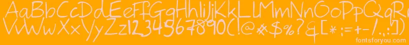 HanodedHand-fontti – vaaleanpunaiset fontit oranssilla taustalla