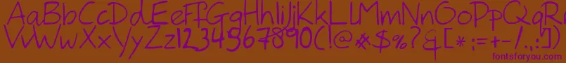 HanodedHand Font – Purple Fonts on Brown Background