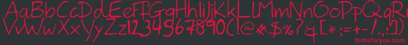 HanodedHand Font – Red Fonts on Black Background