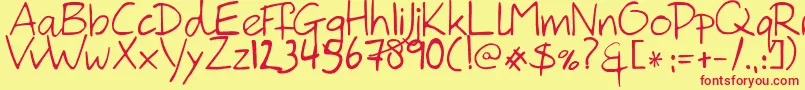 HanodedHand Font – Red Fonts on Yellow Background