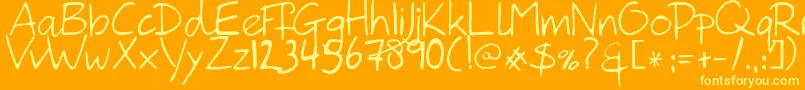 HanodedHand-fontti – keltaiset fontit oranssilla taustalla