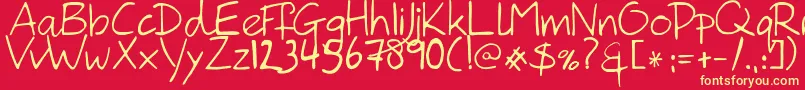 HanodedHand Font – Yellow Fonts on Red Background