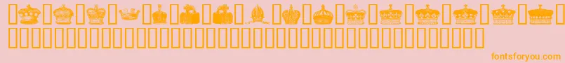 Crowns-Schriftart – Orangefarbene Schriften auf rosa Hintergrund