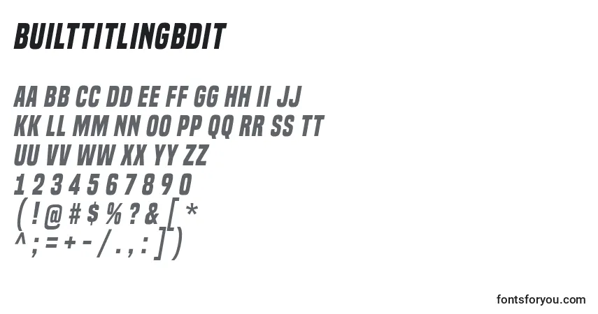 Шрифт BuiltTitlingBdIt – алфавит, цифры, специальные символы
