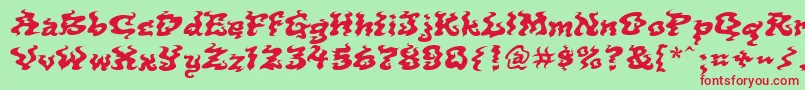 Incense-Schriftart – Rote Schriften auf grünem Hintergrund