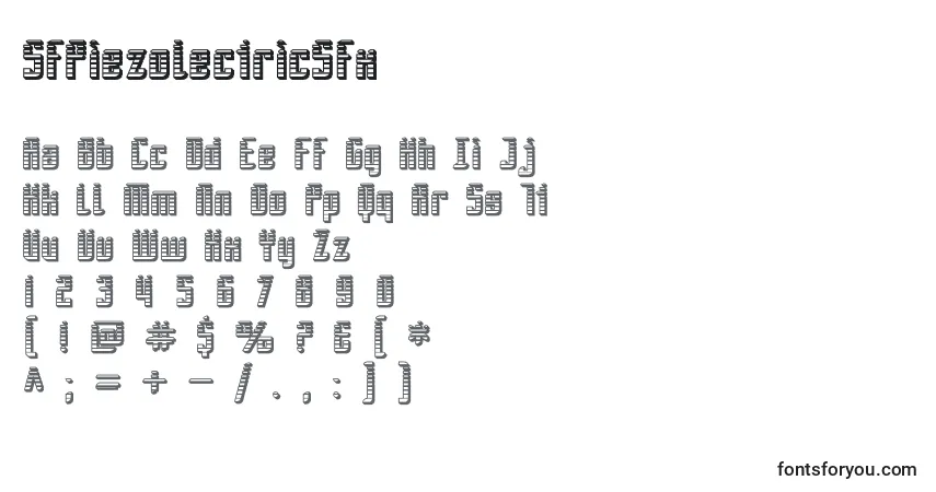 A fonte SfPiezolectricSfx – alfabeto, números, caracteres especiais