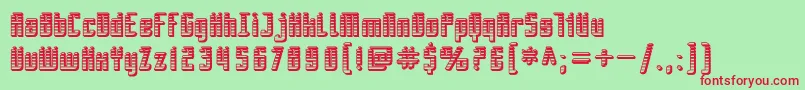 フォントSfPiezolectricSfx – 赤い文字の緑の背景