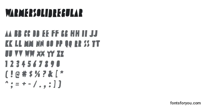 A fonte WarmersolidRegular – alfabeto, números, caracteres especiais